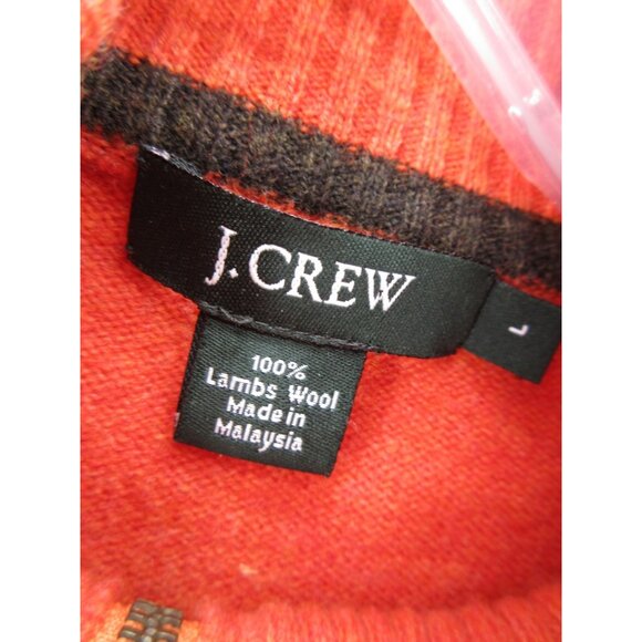J Crew Sweater Large Lambs Wool 1/4 Zip Pullover Preppy Mock Neck - Picture 8 of 9
